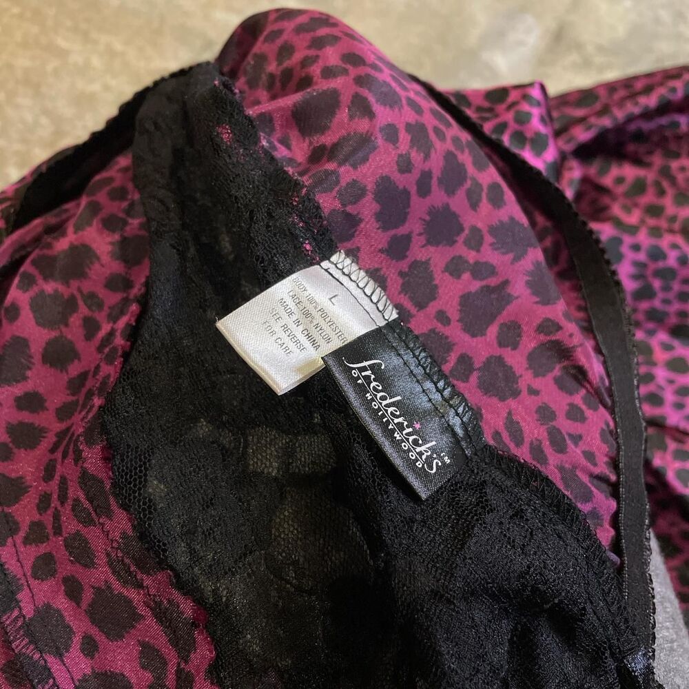 vintage 90s frederick’s of hollywood purple and black lace full slip dress large - Picture 6 of 6